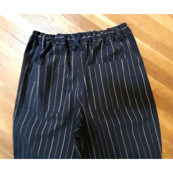 Womens Y2K Pleated Wide Leg Casual Streetwear Sz Small Navy Pinstriped Trousers - Picture 8 of 12